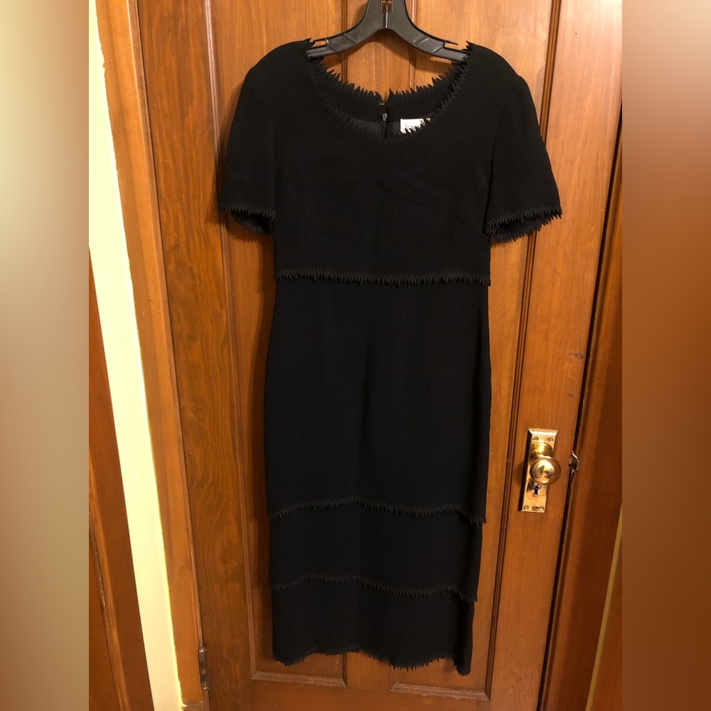 Karl Lagerfeld Vintage Black Midi Dress Short Sleeve Made in France